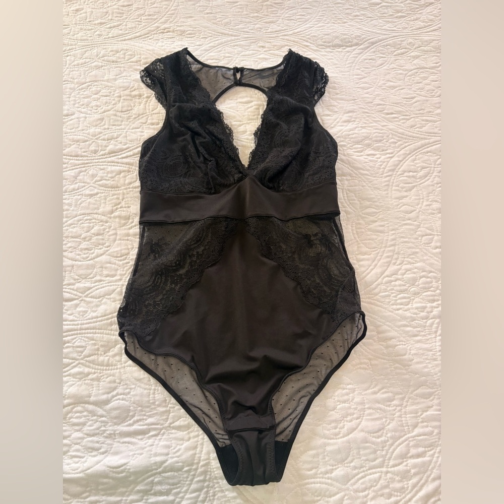 Gilligan & O'Malley Black Lace Bodysuit
